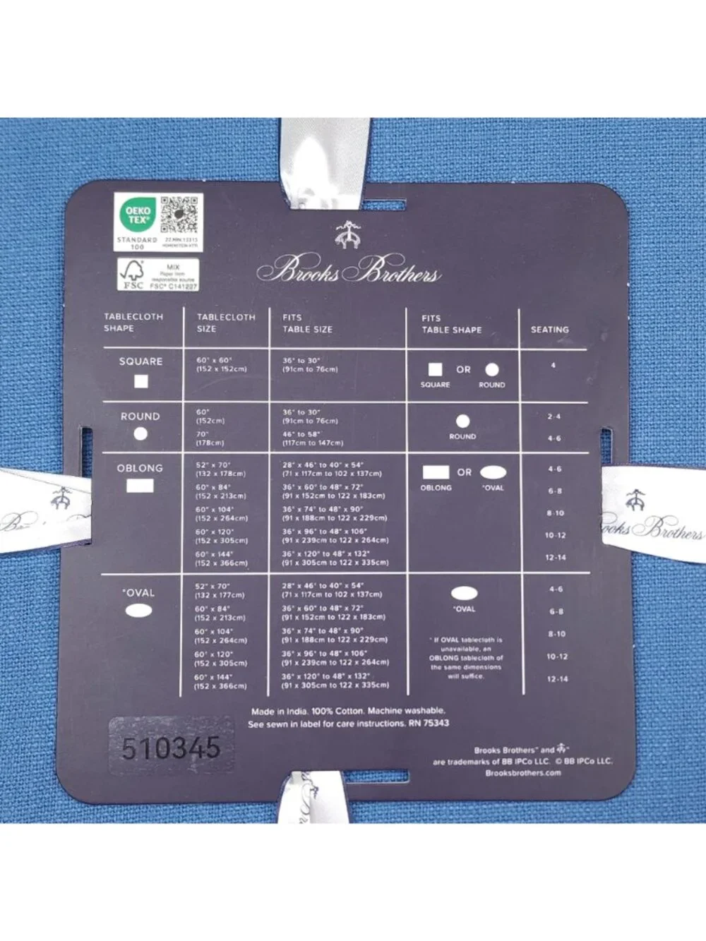 Brooks Brothers Oblong Tablecloth & Napkins Set 60